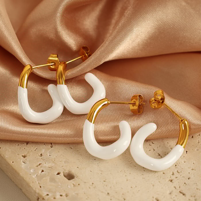 Colorful Stainless Steel Hoop Earrings h5Picture2