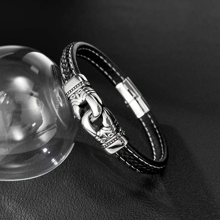 Braccialetti da uomo in acciaio inossidabile con motivo geometrico industriale, 1 pezzo h5Immagine6