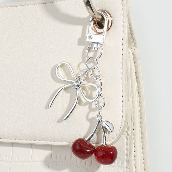 Sweet Bow Knot Cherry Bag Charms Picture3