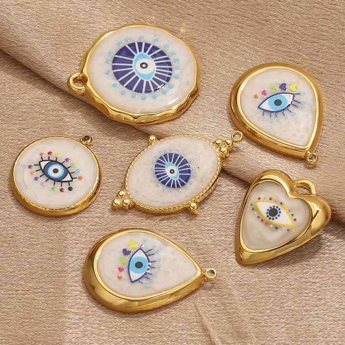 Retro Colorful Eye Stainless Steel Women's Pendants h5Picture4