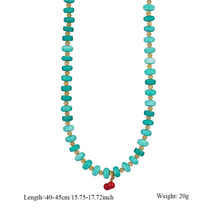 Collane con perline da donna in acciaio inossidabile color oro con perline di pietra naturale vivida h5Immagine2