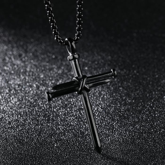 1 pezzo di collane da uomo in acciaio inossidabile con croce personalizzabile h5Immagine4