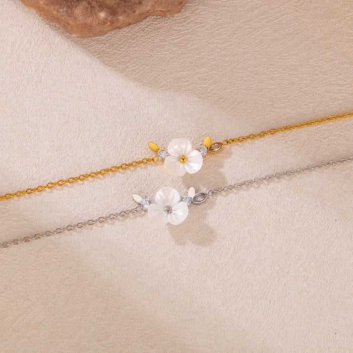 1 Stück Simple Series Daily Flower Edelstahl Goldfarben Damen Kettenarmbänder h5Bild5