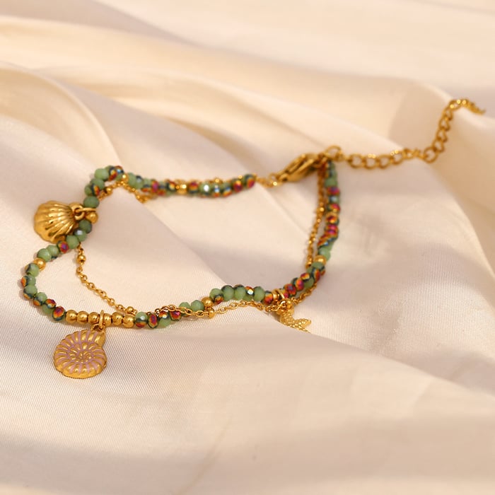 Oceanic Stainless Steel Gold Color Beaded Bracelets h5Picture4