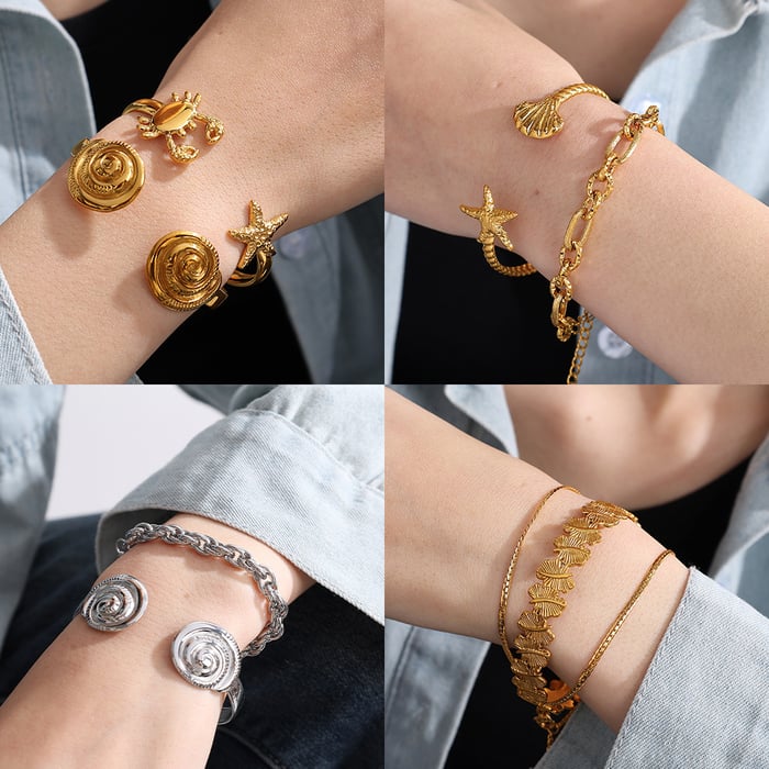 1 stuk Oceanic roestvrij staal goudkleurige armbanden h5Afbeelding4