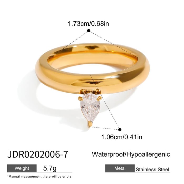Klassische Ringe aus goldfarbenem Edelstahl mit Edelsteinen 