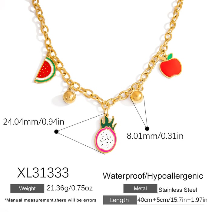 Cute Fruit Stainless Steel Gold Color Pendant Necklaces h5Picture2