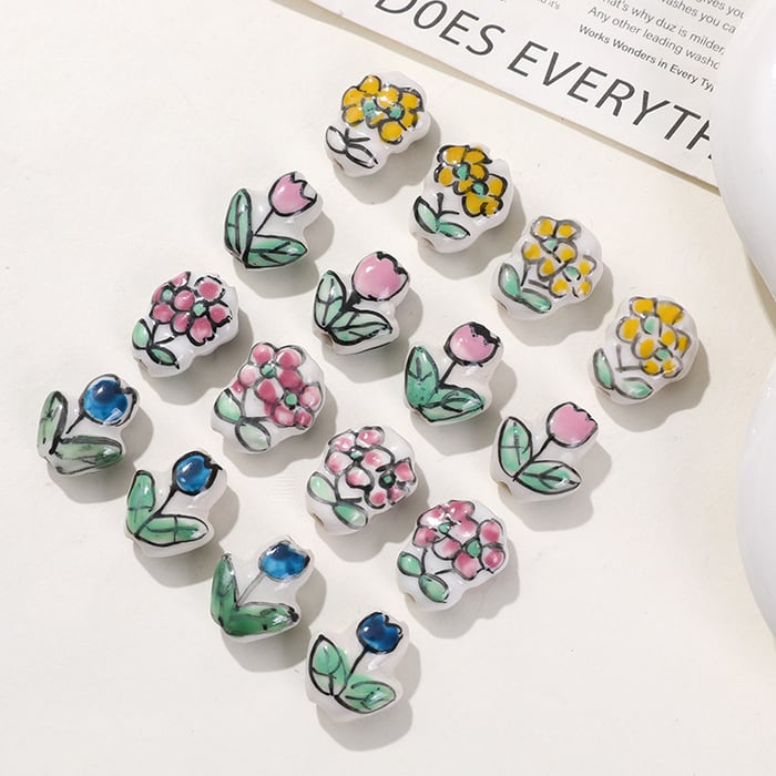 1 Piece Casual Series Flower Ceramics DIY Jewelry Beads h5Picture4