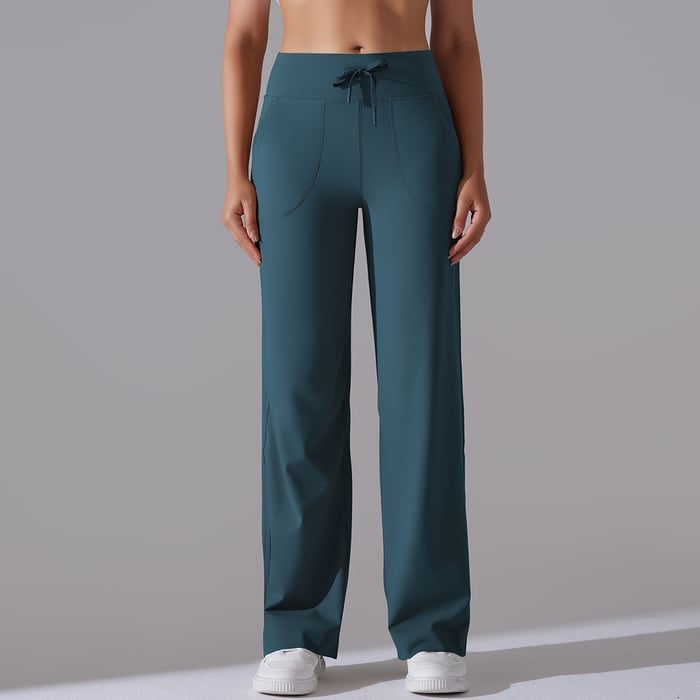 1 Piece Solid Colored High End Elastic Loose  Casual Women's Sports Long Pants h5Picture3