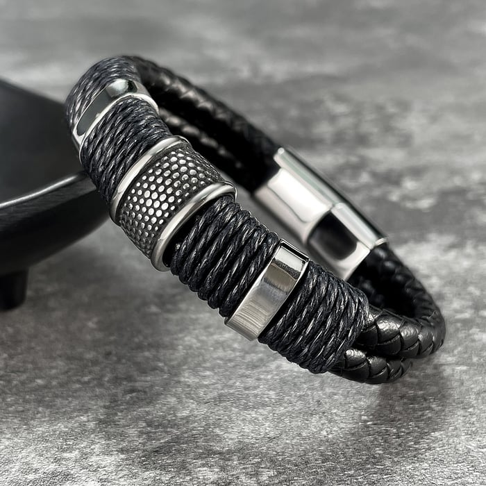 1 stuk moderne rechthoekige leren herenarmbanden h5Afbeelding8