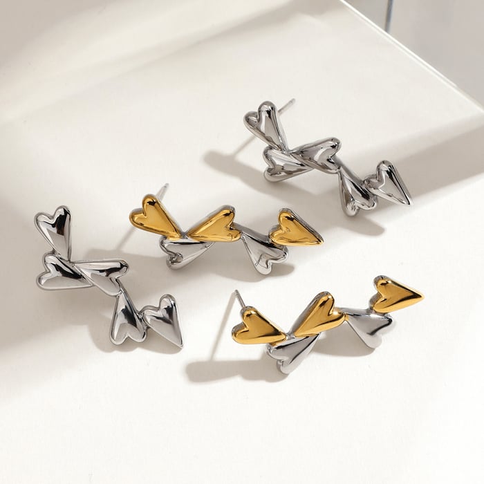 Heart Stainless Steel  MIxed Color Stud Earrings h5Picture4
