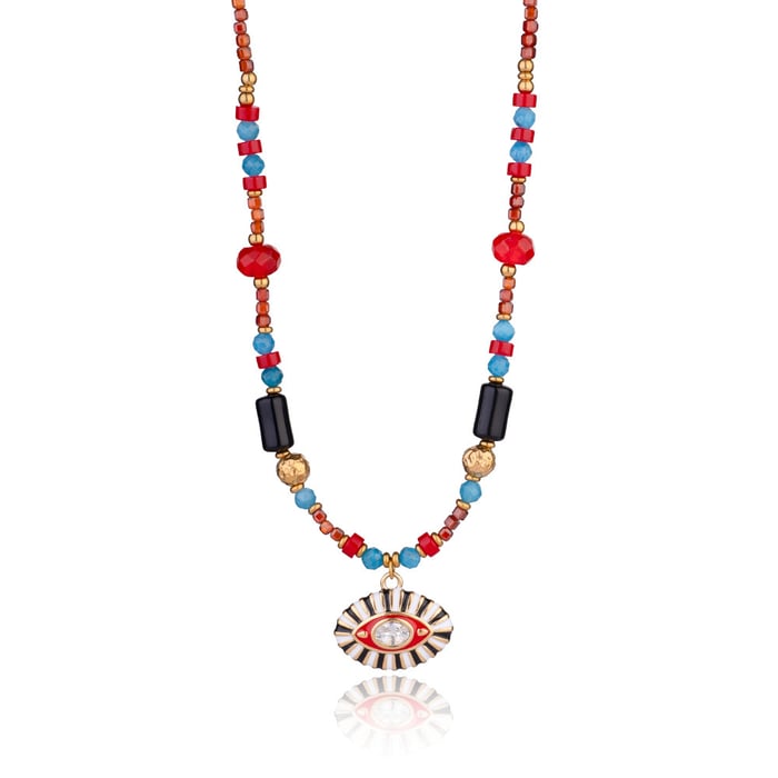 1 Piece Radiant Series Retro Chic Eye Stainless Steel Gold Color Women's Beaded Necklaces h5Picture8