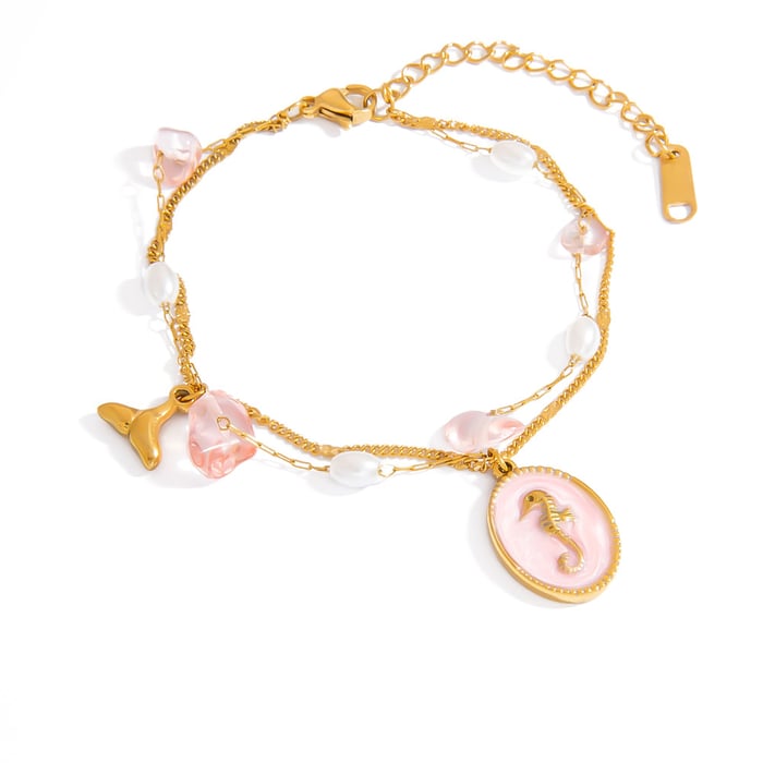 Oceanic Stainless Steel Gold Color Charm Bracelets h5Picture4