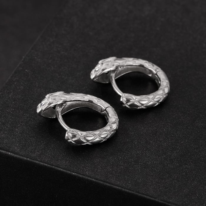 1 Piece Sophisticated Style Snake Head Stainless Steel Men's Hoop Earrings h5Picture7