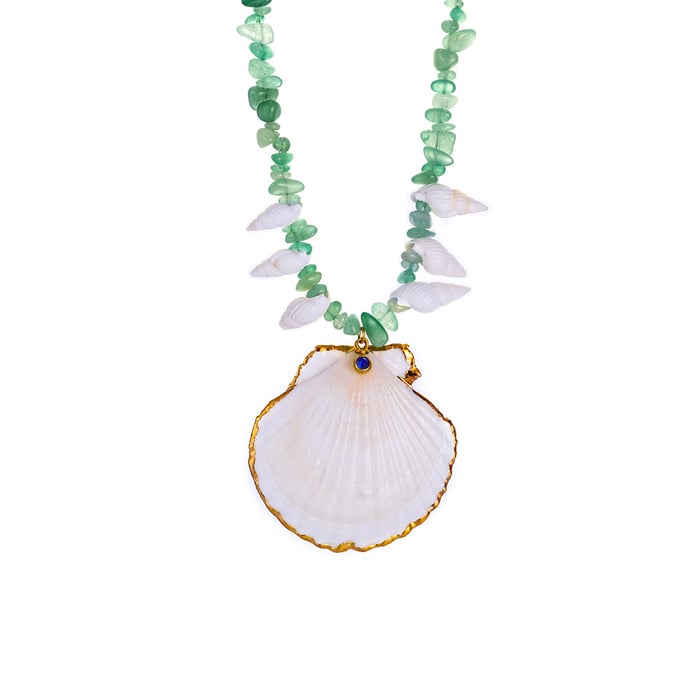 Green Aventurine Beads Sea Shells Women's Pendant Necklaces h5Picture6