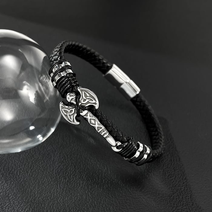 Braccialetti da uomo in acciaio inossidabile a forma di ascia, 1 pezzo h5Immagine5