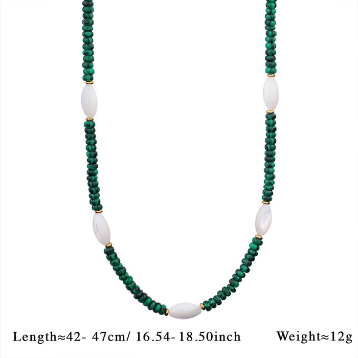 Collares de cuentas de malaquita geométrica bohemia para mujer h5Imagen2
