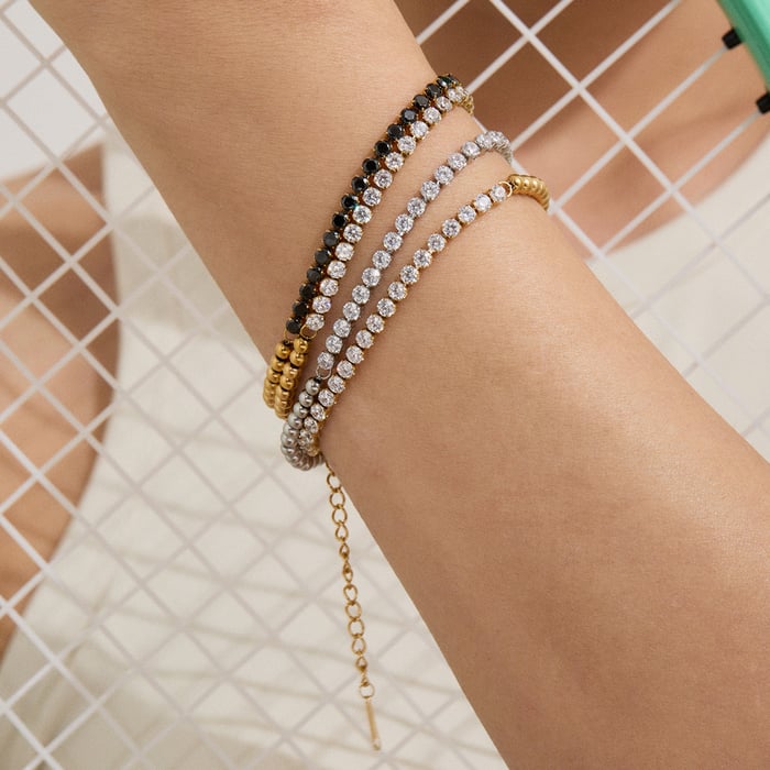 Classic Beads Stainless Steel Gold Color Women's Beaded Bracelets h5Picture4