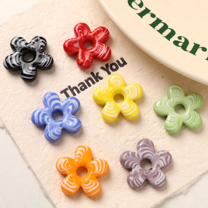 1 Piece Stripe Flower Glass DIY Women's Pendants h5Picture2