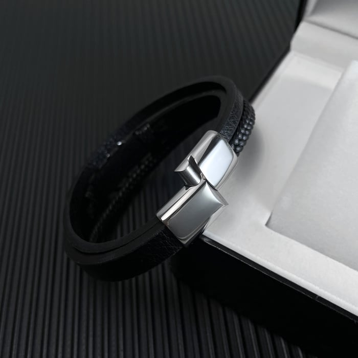 Braccialetti da uomo in acciaio inossidabile con stella ottagonale, 1 pezzo Immagine5