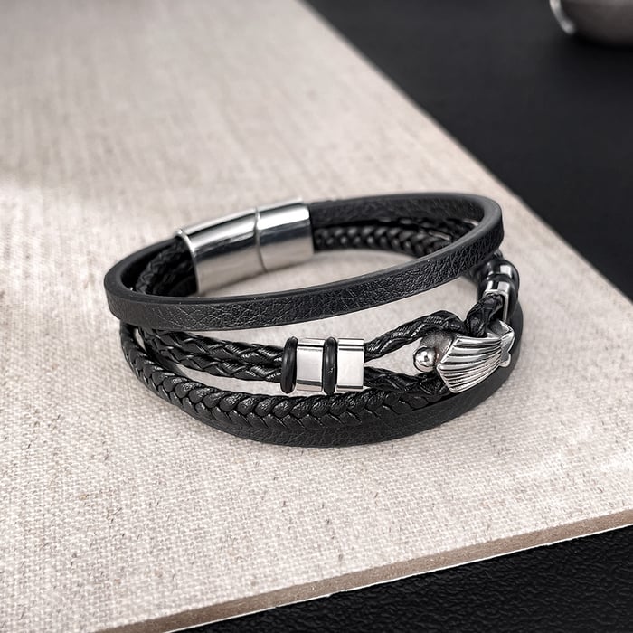 Braccialetti da uomo in acciaio inossidabile multistrato personalizzabili, 1 pezzo h5Immagine3