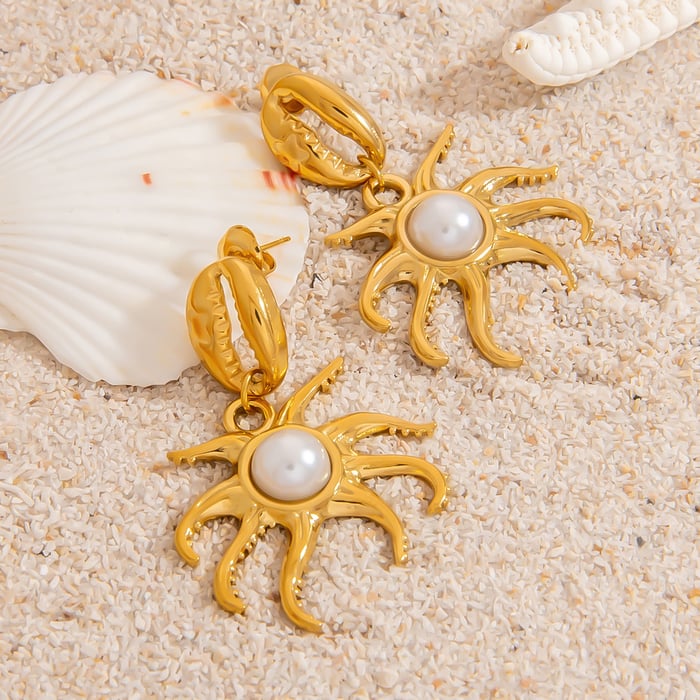 Octopus Stainless Steel Gold Color Drop Earrings h5Picture3