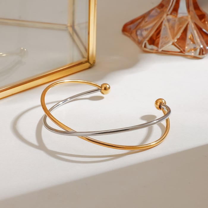 Einfache geometrische Manschettenarmbänder aus Edelstahl in verschiedenen Farben h5Bild4