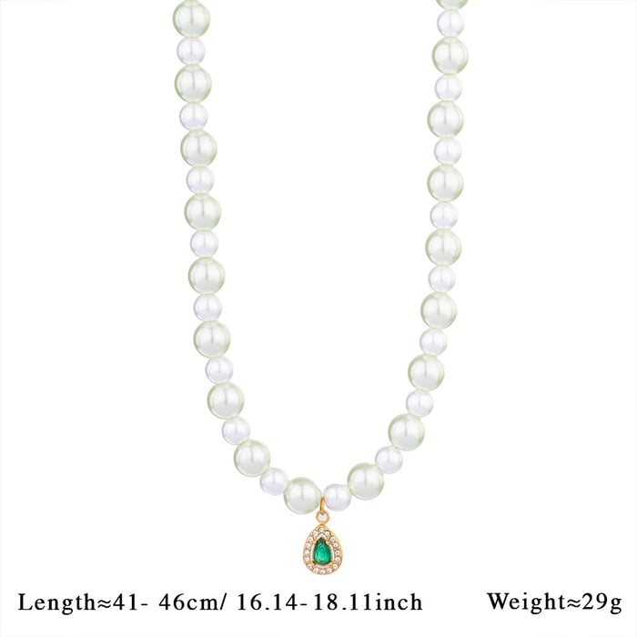 Charmante Tropfen Edelstahl Gold Farbe Damen Perlen Halsketten h5Bild2