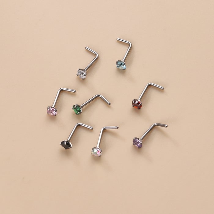 1 piercing para la nariz de circonitas de colores para mujer Imagen6