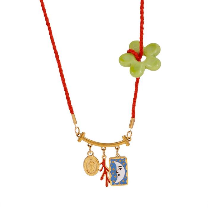 1 Piece Vivid Series Elegant Flower Oil- Glazing Stainless Steel Gold Color Women's Pendant Necklaces h5Picture6