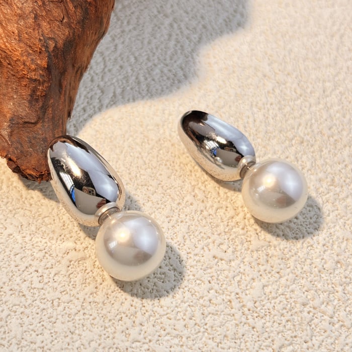 Classic Droplet Stainless Steel Gold Color Stud Earrings h5Picture2