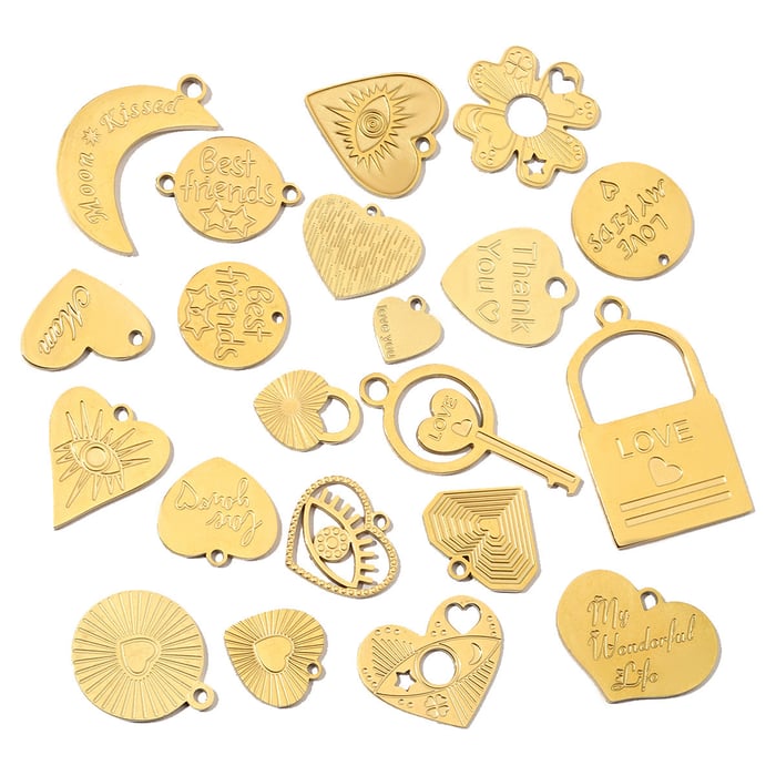 Exquisite Herz-Anhänger aus goldfarbenem Edelstahl h5Bild3