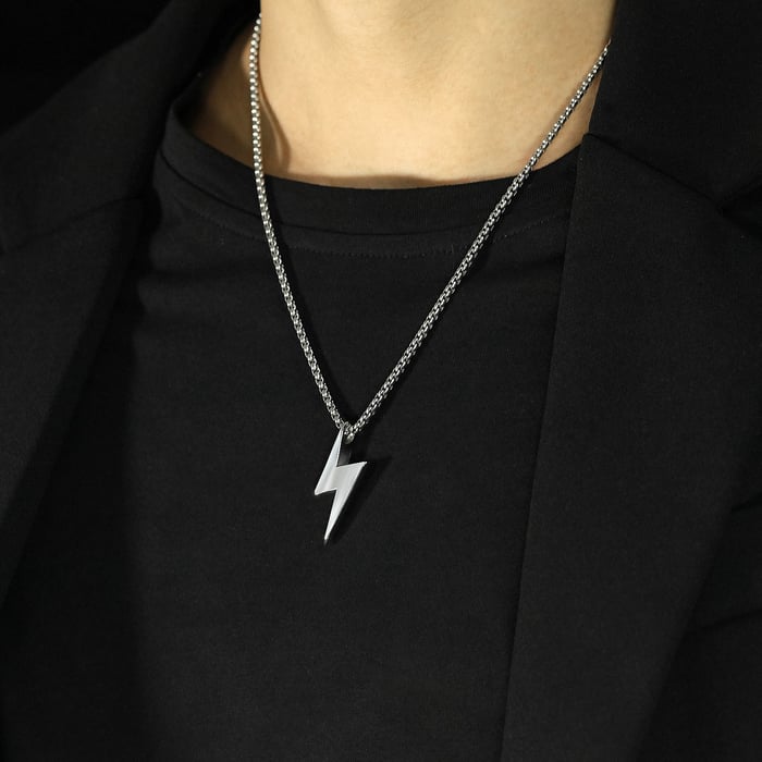 1 Piece Subtle Lightning Stainless Steel Gold Color Men's Pendant Necklaces h5Picture4