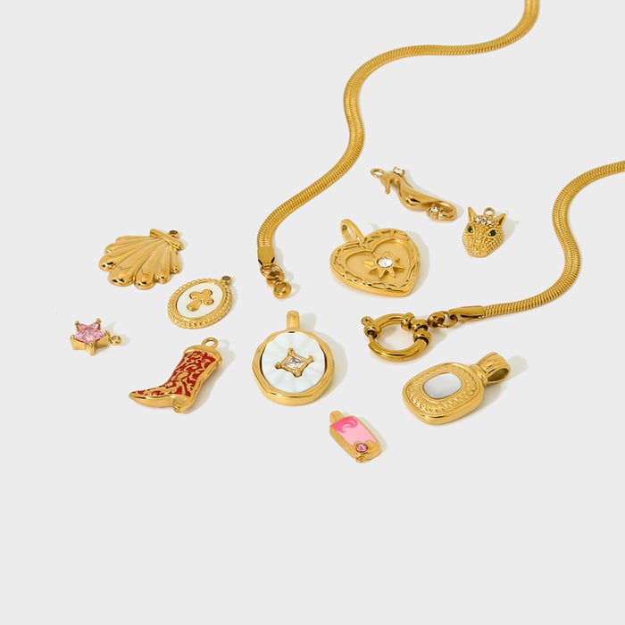 Kreativer Anhänger aus goldfarbenem Edelstahl zum Selbermachen h5Bild2