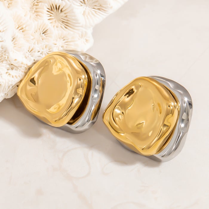 Minimalistische Herz-Ohrstecker aus Edelstahl in Goldfarbe für Damen h5Bild7