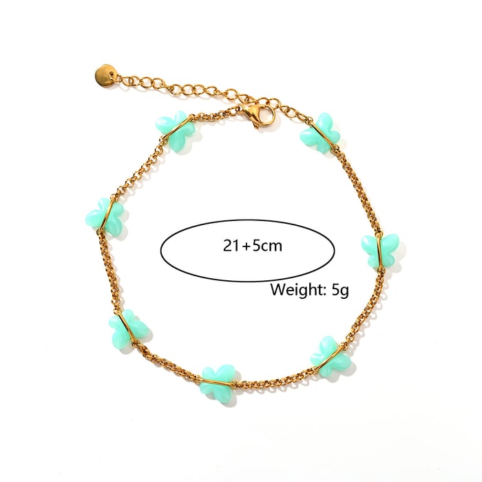 Romantische süße Schmetterling Edelstahl Gold Farbe Damen Fußkettchen h5Bild2