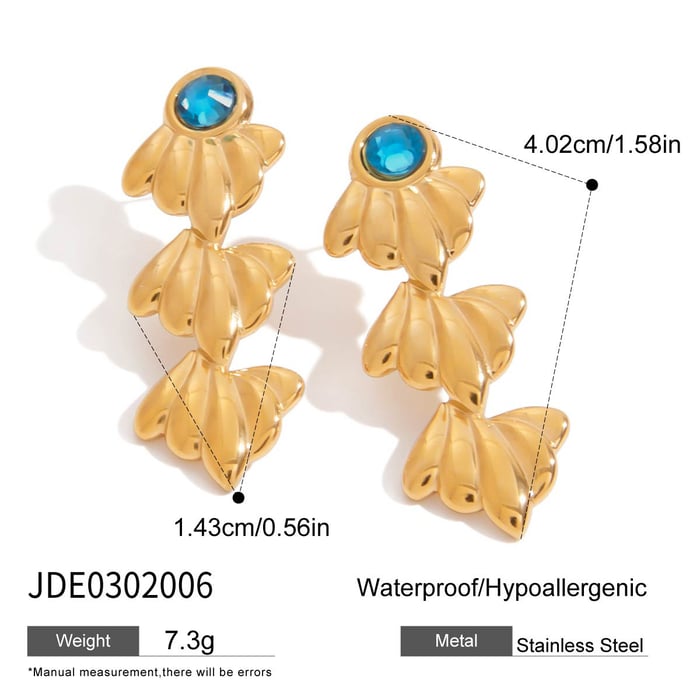 Starfish Stainless Steel Gold Color Dangle Earrings & Ring h5Picture2