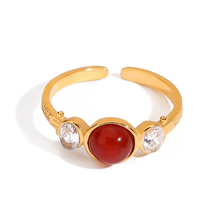 Retro Edelstahl Gold Farbe Edelstein Edelstein Ringe