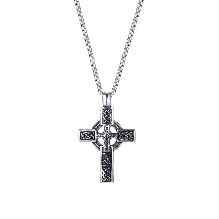 1 pezzo di collana da uomo in acciaio inossidabile con croce di roccia 