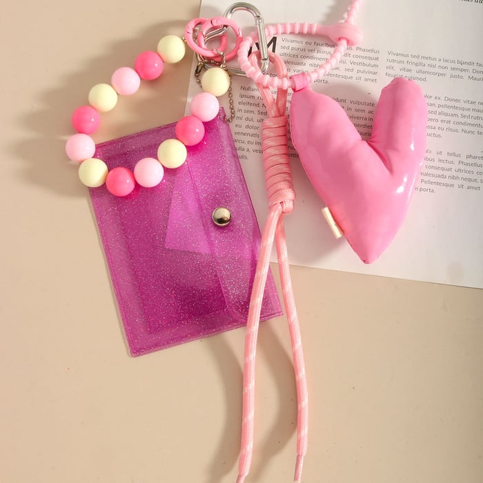 Sweet Cute Three-Dimensional Pink Heart Women's Bag Charms h5Picture4
