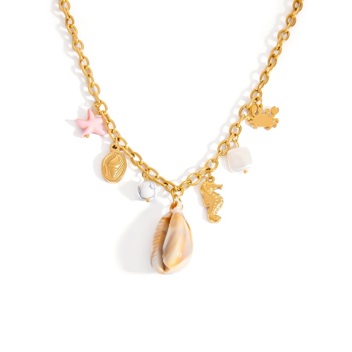 Oceanic Stainless Steel Gold Color Pendant Necklaces