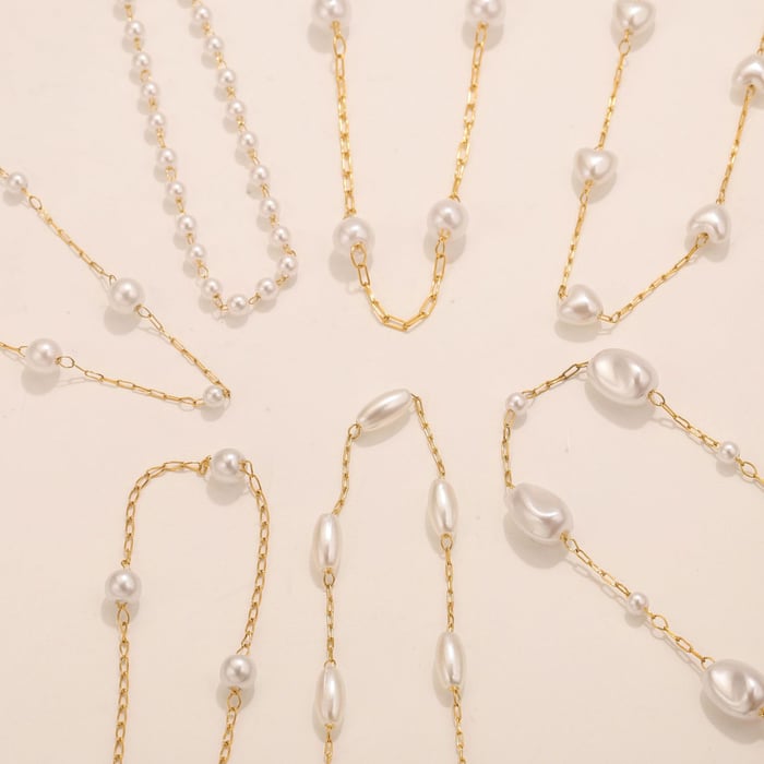1 Piece Elegant Natural Beads Stainless Steel Women's Chain Necklaces h5Picture5