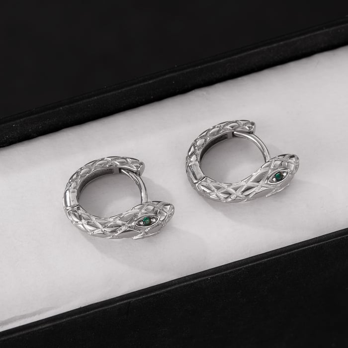 1 Piece Sophisticated Style Snake Head Stainless Steel Men's Hoop Earrings h5Picture4