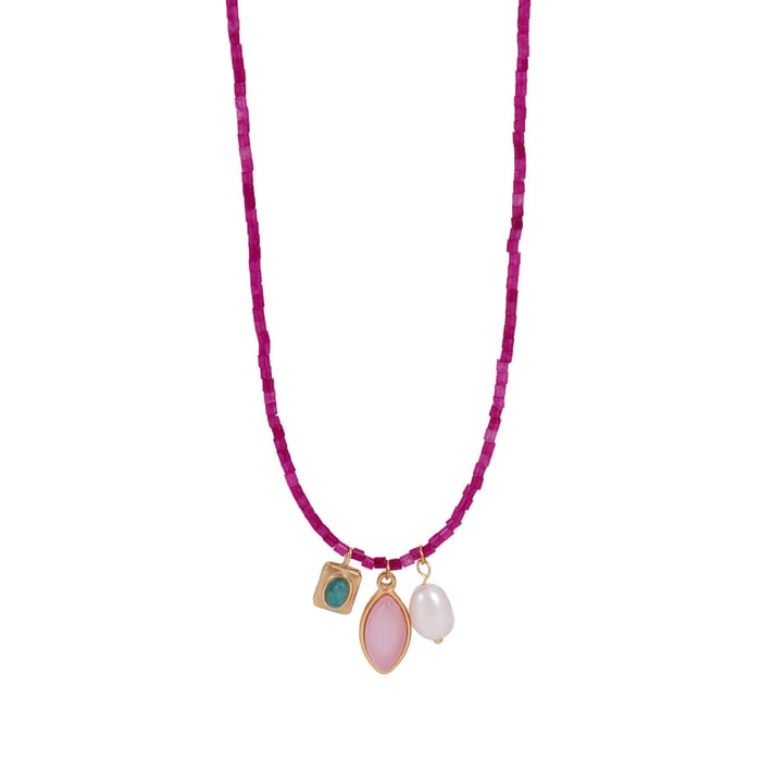 1 Piece Gorgeous Series Sweet Leaf Shape Colorful Natural Stone Stainless Steel Women's Beaded Necklaces h5Picture7