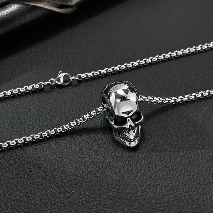 1 pezzo di collana da uomo in acciaio inossidabile con teschio punk h5Immagine6