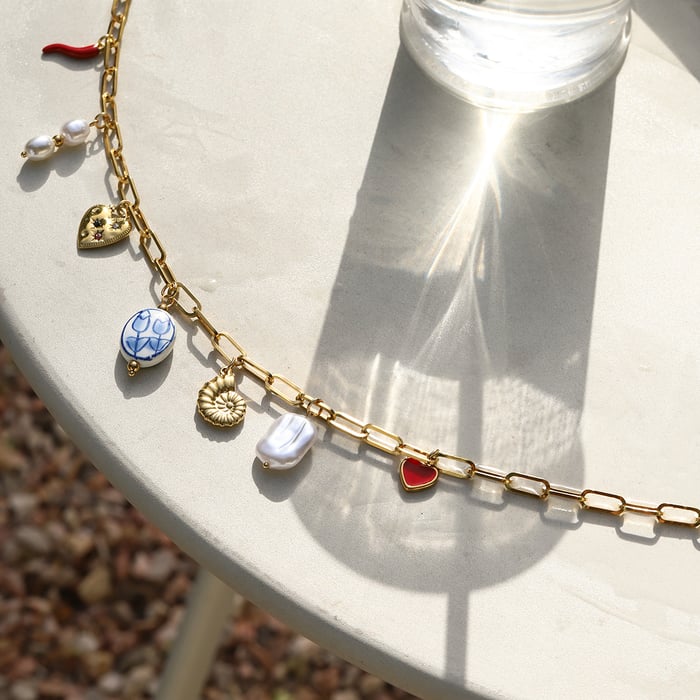 cadenas de cintura de acero inoxidable color dorado con forma de corazón estilo  h5Imagen4
