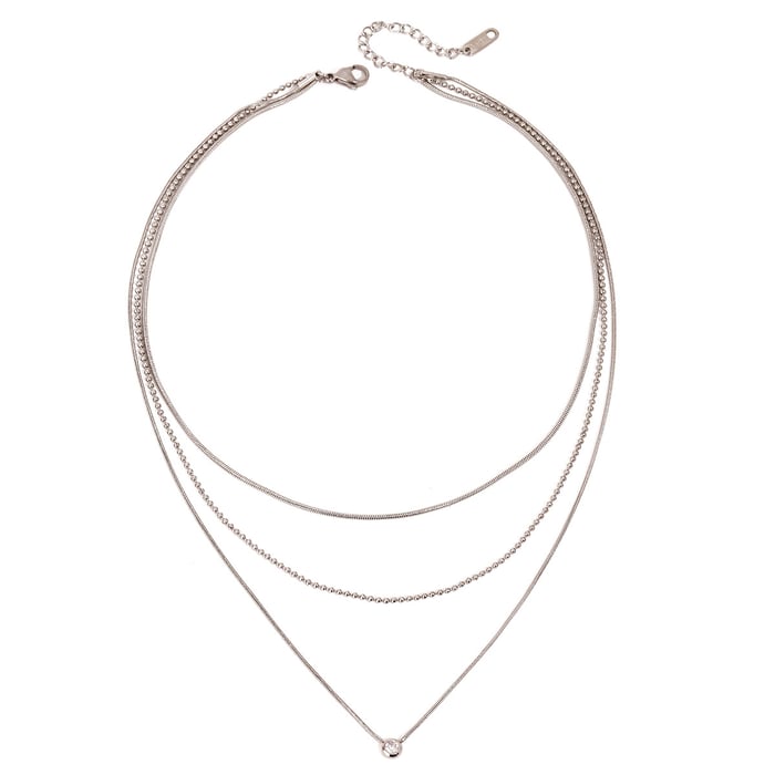 1 Stück Simple Series Einfache Kette Edelstahl Mehrlagige Halsketten für Damen h5Bild5
