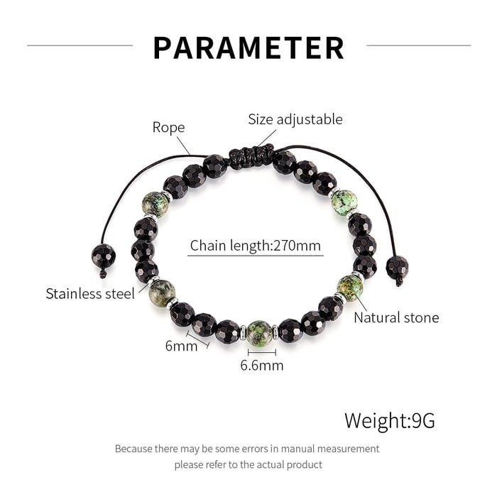 Punk Natursteinperlen Edelstahl Herrenarmbänder h5Bild4