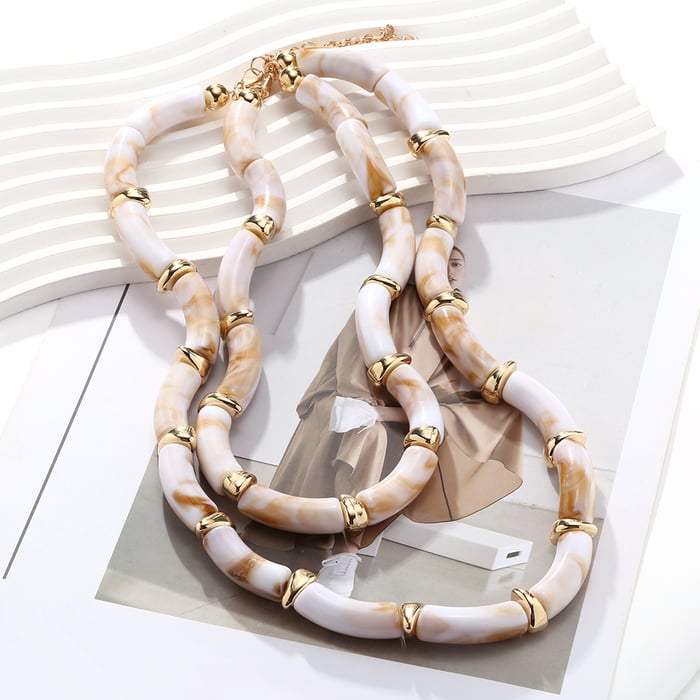 1 Piece Exaggerated Textured Beaded Stacking Layered Necklace h5Picture5
