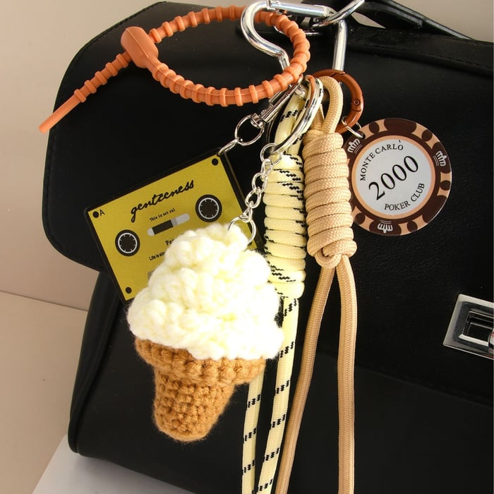 Creative Crochet Cute Ice Cream Women's Bag Charms h5Picture4